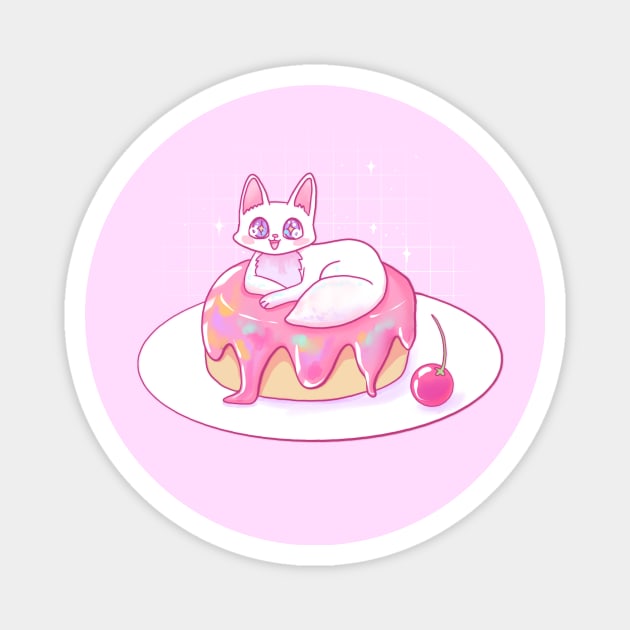 Sweet cherry cake cat Magnet by unidoodlez